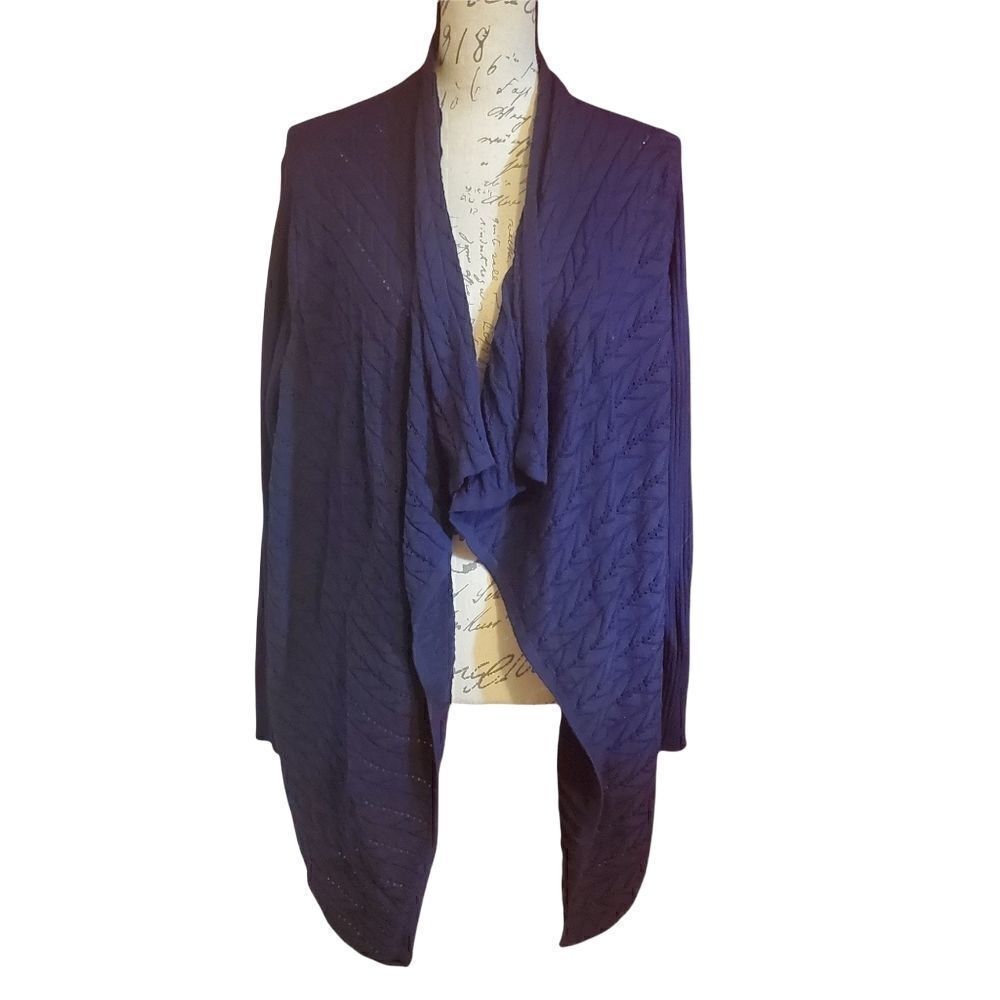 Chaus Navy Cascade Cardigan-Ladies Size Large